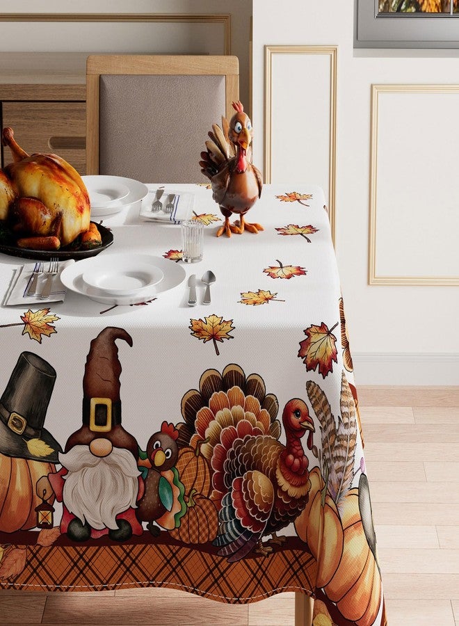 XCHI Turkey Gnomes Thanksgiving Fall Tablecloth Rectangle Washable Table Covers for Indoor Outdoor Dining Home Party Decorations Table Cloth 60x84 Inch - Image 2